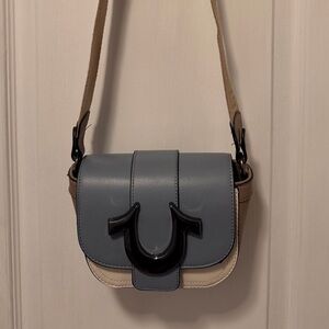 True Religion Blue and Cream Mini Crossbody Bag